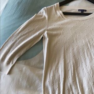 Ivory Dot-Detailed 3/4 Sleeve Sweater